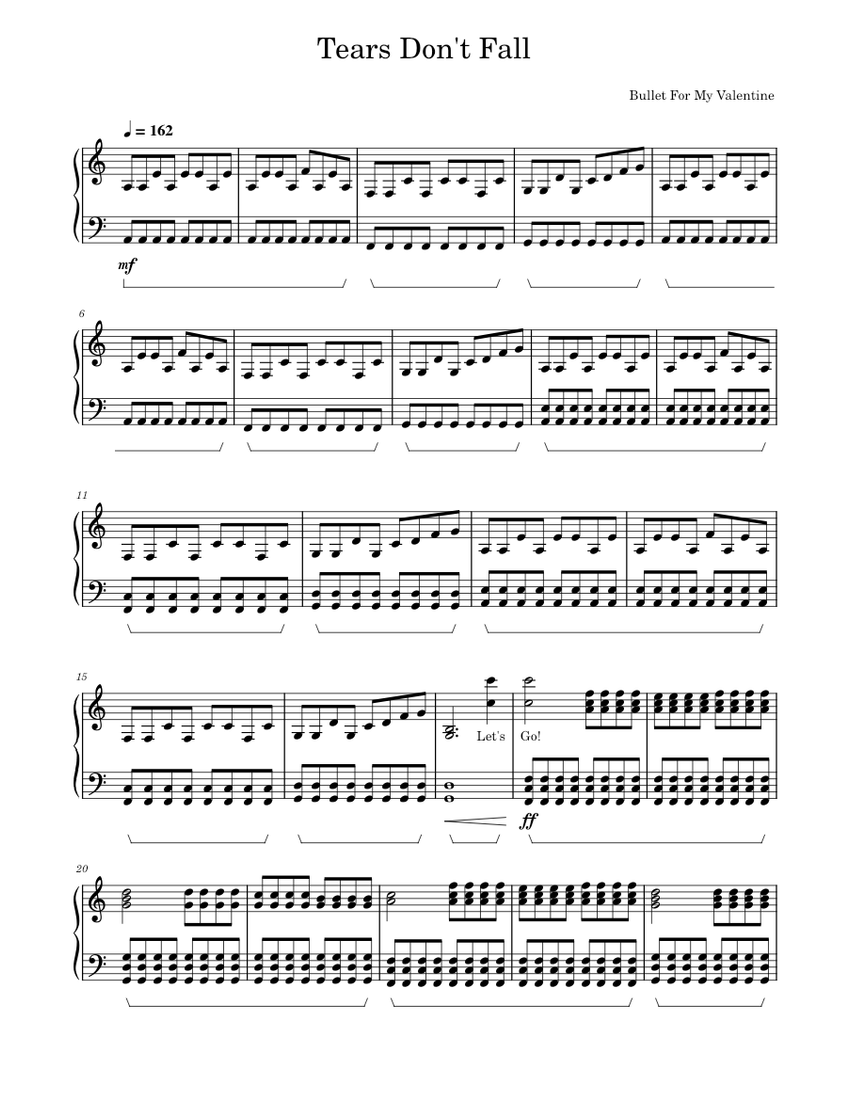 Tears Don't Fall - Bullet For My Valentine Sheet music for Piano (Solo) |  Musescore.com