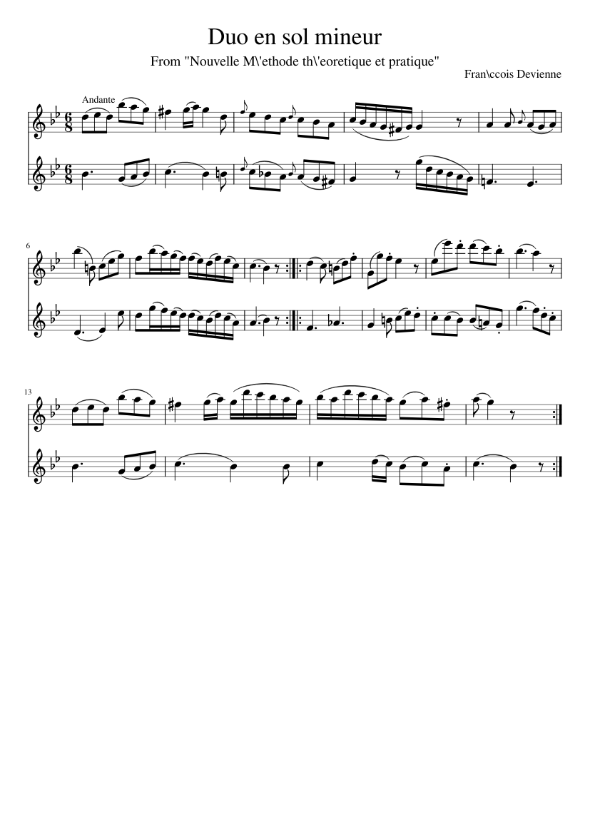 Duo en sol mineur