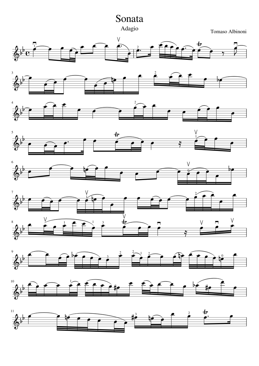 Sonata for violin solo by Tomaso Albinoni Sheet music for Violin (Solo ...