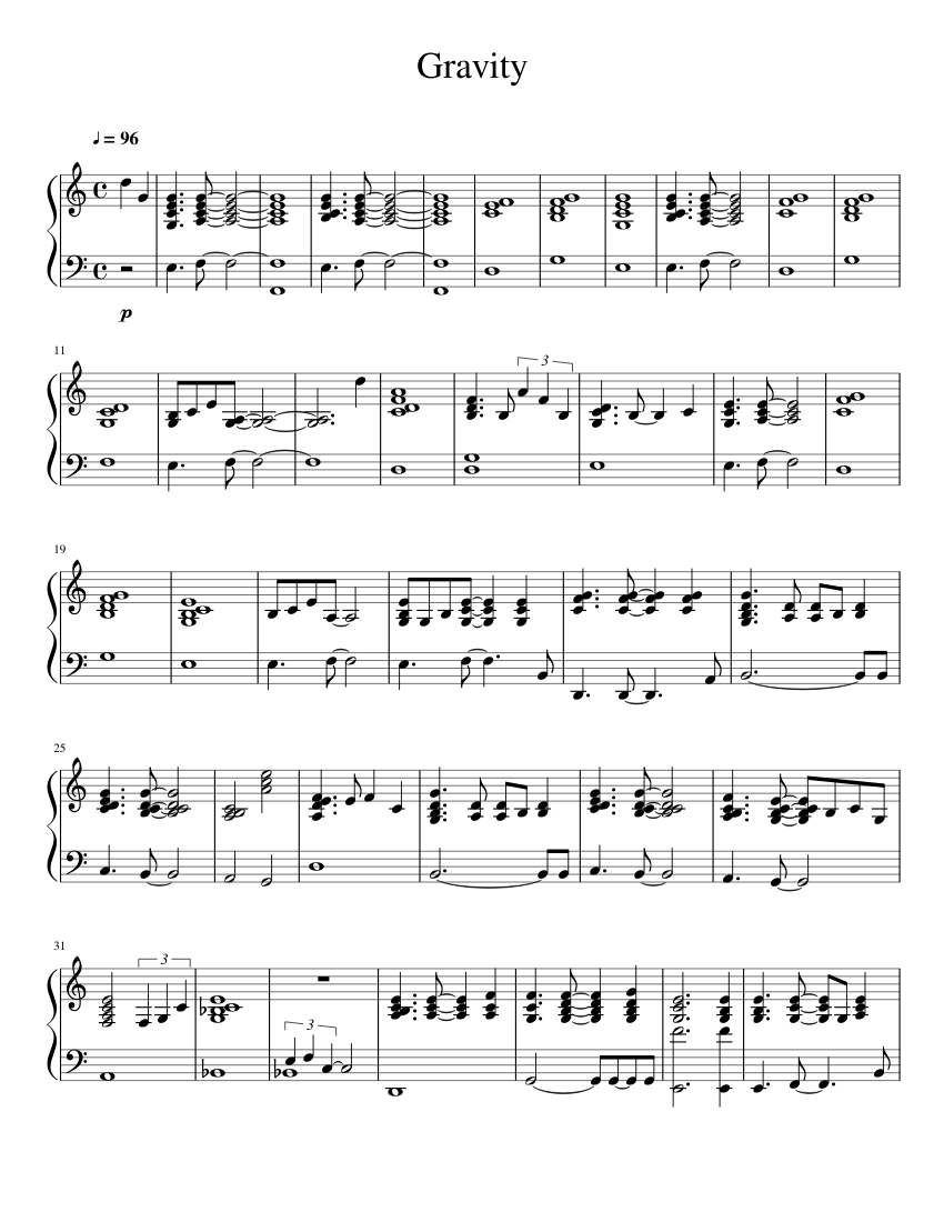 Gravity Piano Sheet music for Piano (Solo) | Musescore.com
