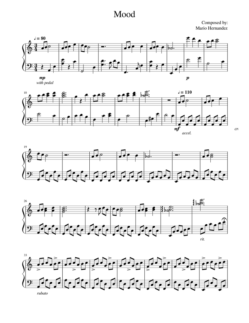 Mood Sheet music for Piano (Solo) | Musescore.com