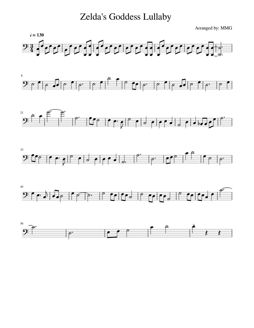 Zelda s Goddess Lullaby Sheet music for Cello (Solo) | Musescore.com