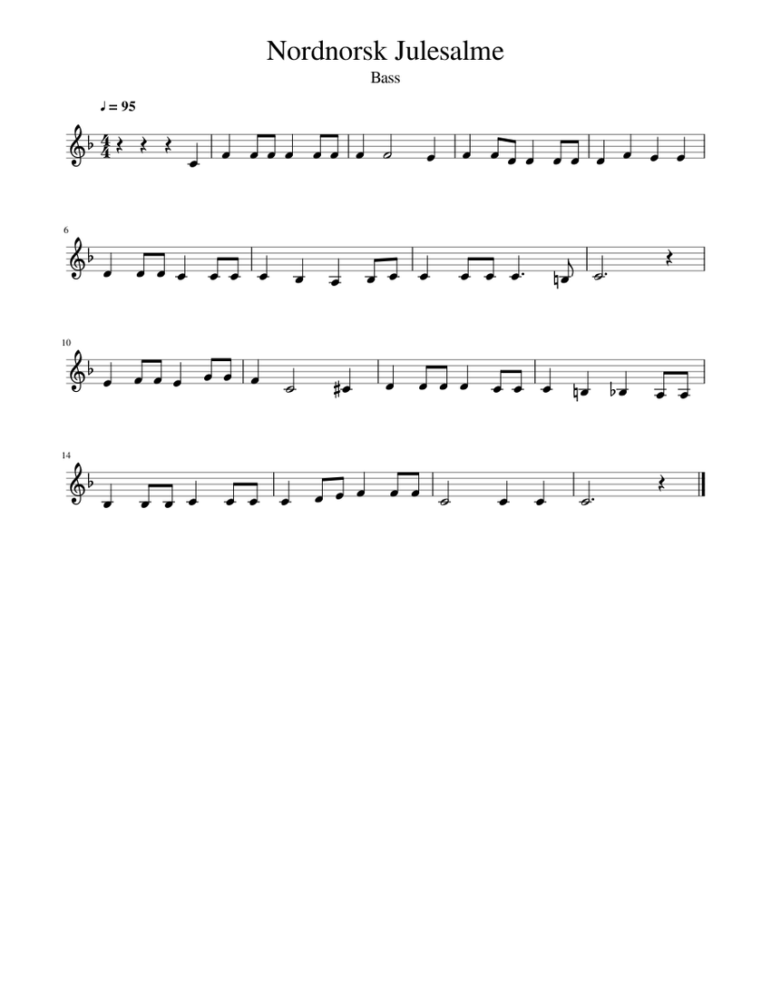 Nordnorsk Julesalme - Bass Sheet music for Piano (Solo) | Musescore.com
