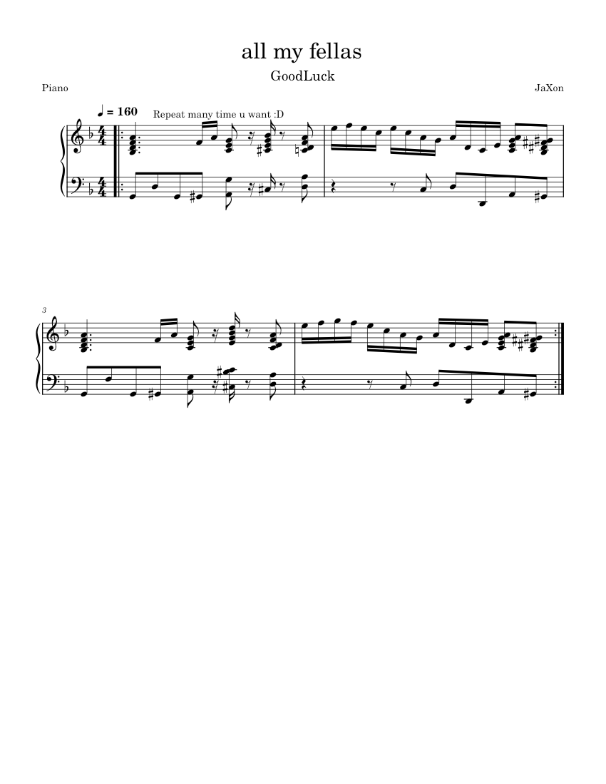 ALL MY FELLAS – Frizk ALL MY FELLAS - piano tutorial