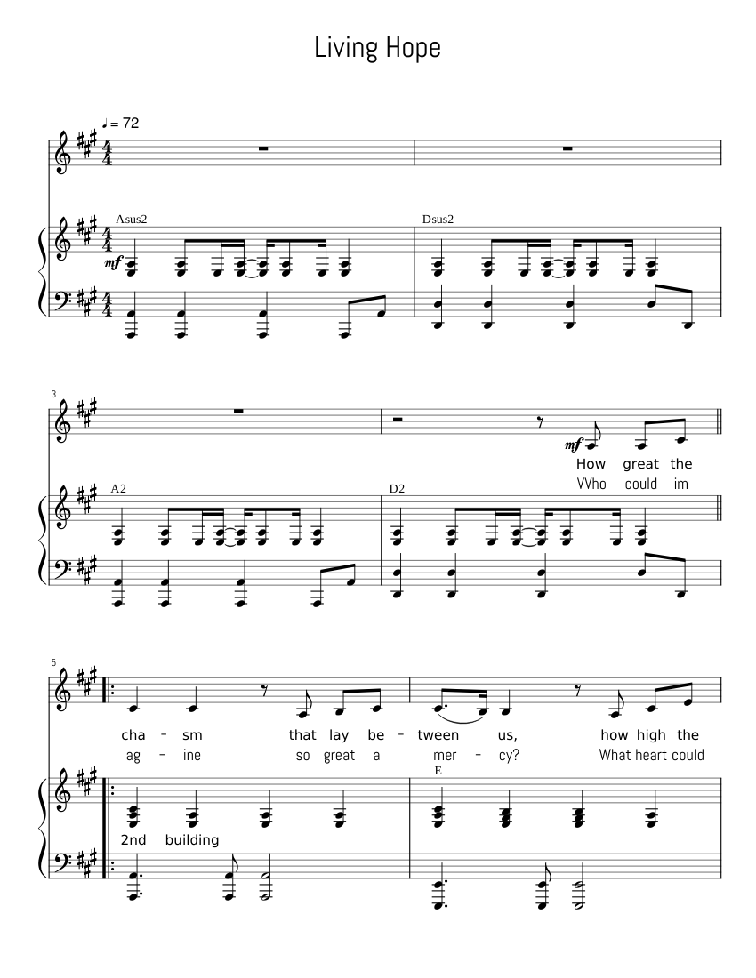 Living Hope, Solo, Brian Johnson, Phil Wickham Sheet music for Piano ...