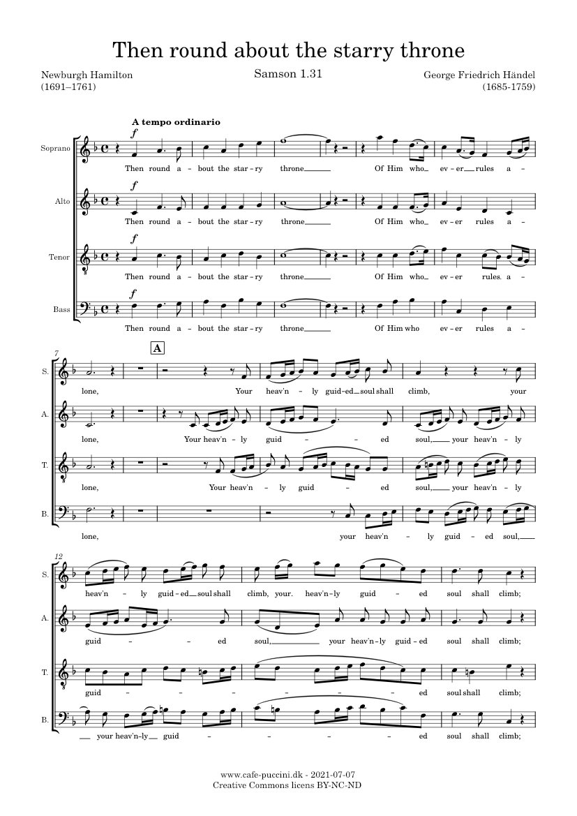 Samson, 1.31 Then round about the starry throne - Händel Sheet