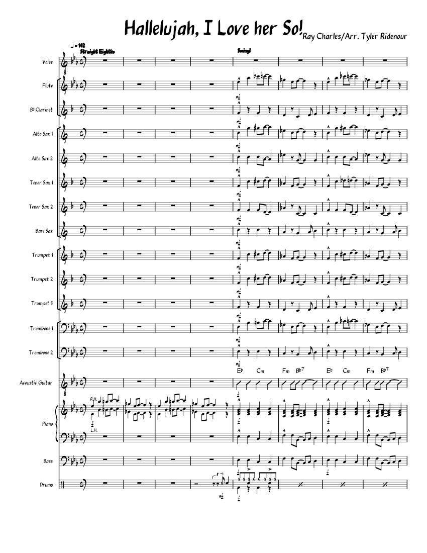 Hallelujah, I Love her So! Sheet music for Piano, Trombone, Vocals, Flute &  more instruments (Mixed Ensemble) | Musescore.com