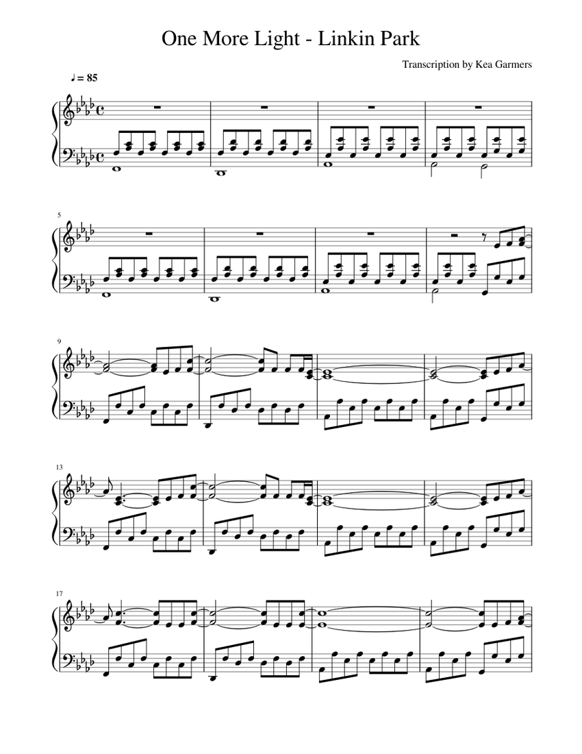 One More Light - Linkin Park for piano Sheet music for Piano (Solo) |  Musescore.com