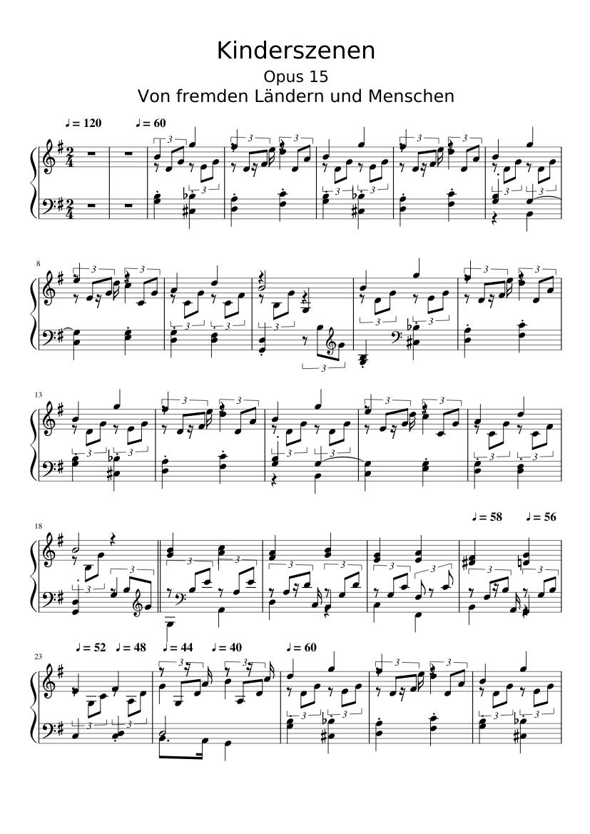 Schumann - Kinderszenen (Opus 15) Sheet Music for Piano (Solo