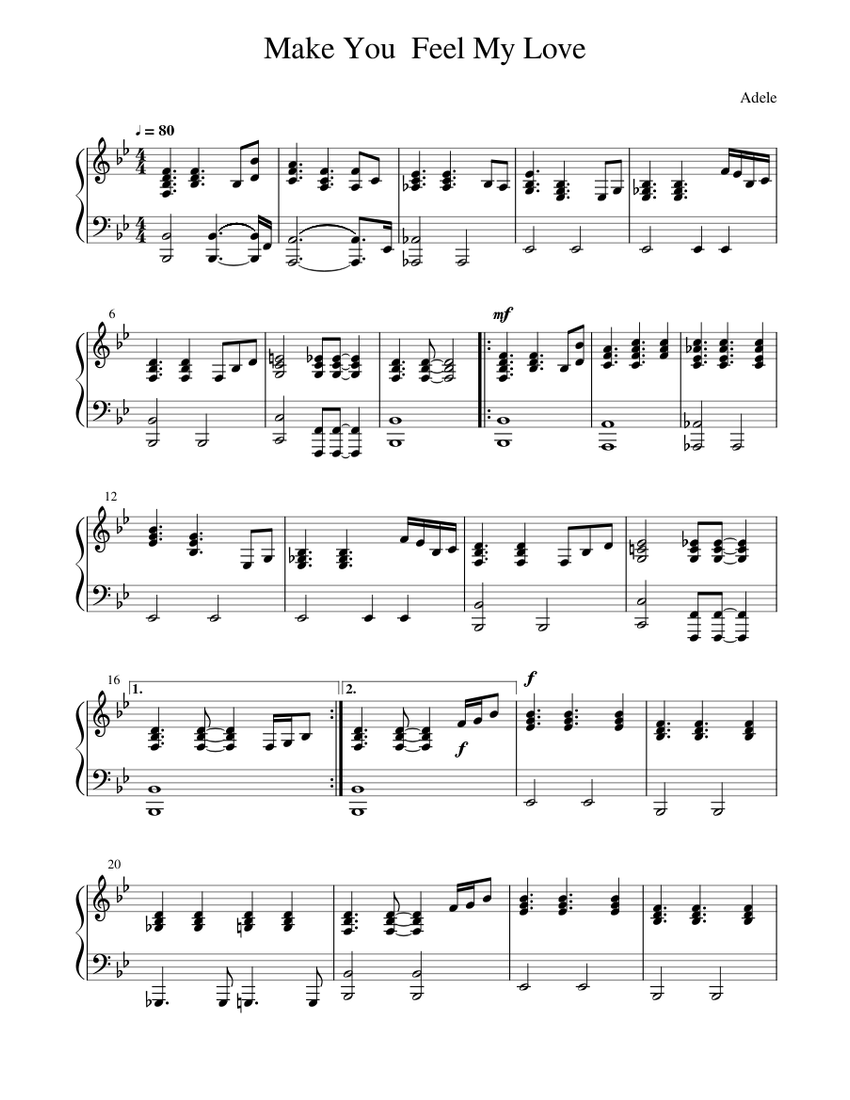 Make You Feel My Love - Adele Sheet music for Piano (Solo) | Musescore.com