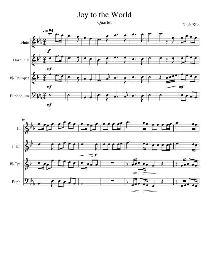 Joy to the World Sheet music for Flute, Trumpet other (Mixed Duet
