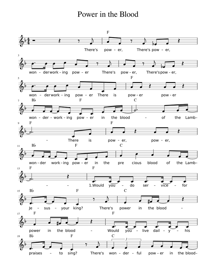 Power in the Blood Sheet music for Piano (Solo) | Musescore.com