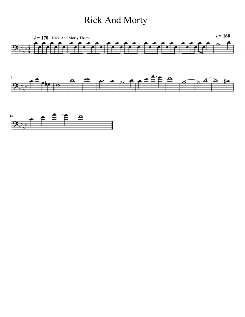 Rick And Morty Theme Song Sheet music for Trombone (Solo) | Musescore.com