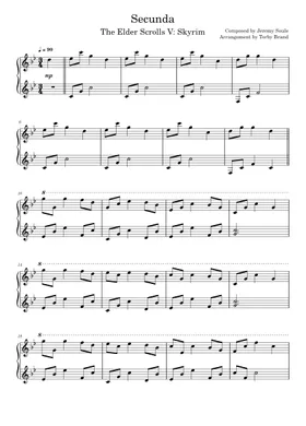 Secunda – Jeremy Soule Mystical wise tree meme Sheet music for Piano (Solo)  Easy