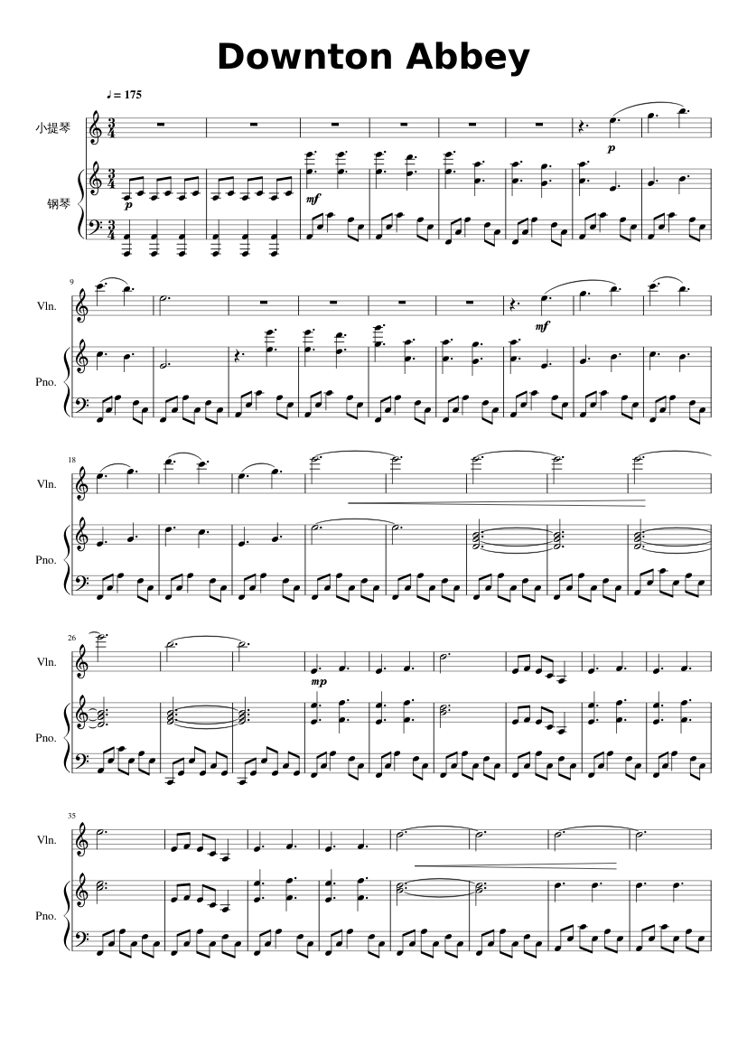 Downton Abbey ( Violin + Piano) Sheet music for Piano, Violin (Solo) |  Musescore.com