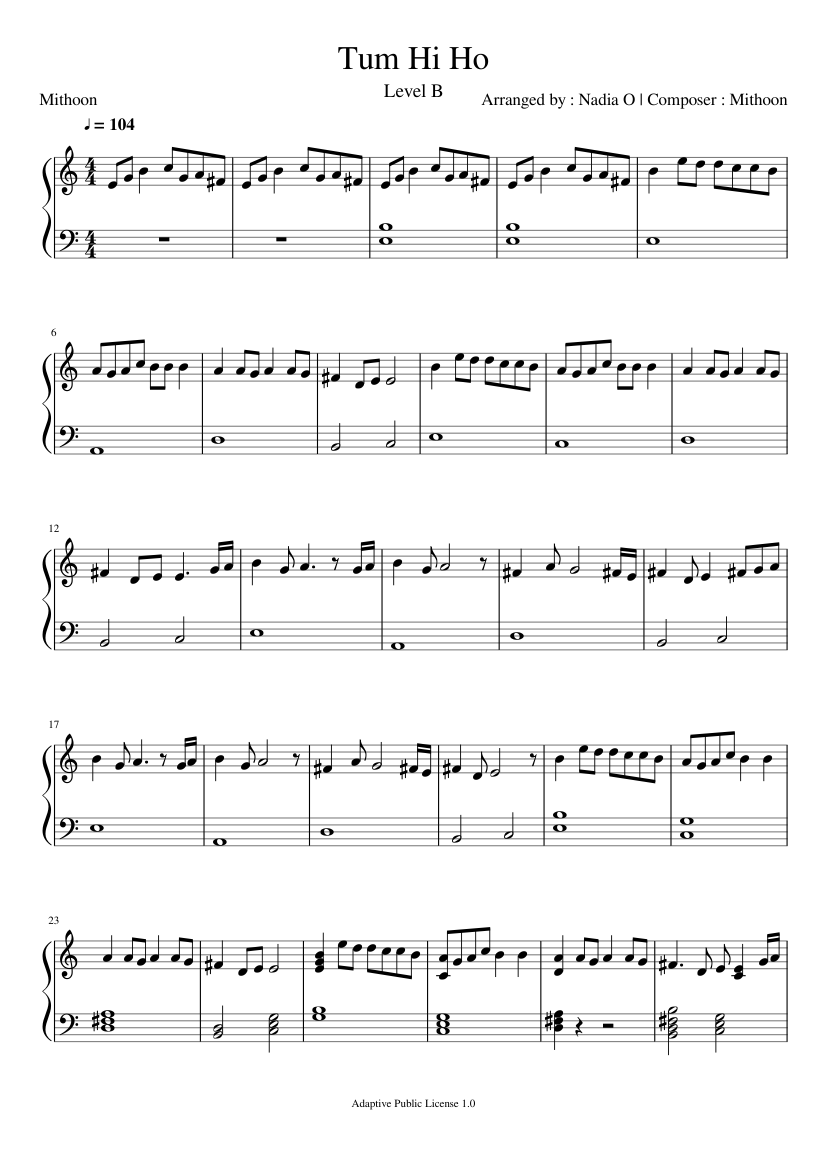 Tum Hi Ho Sheet music for Piano (Solo) | Musescore.com