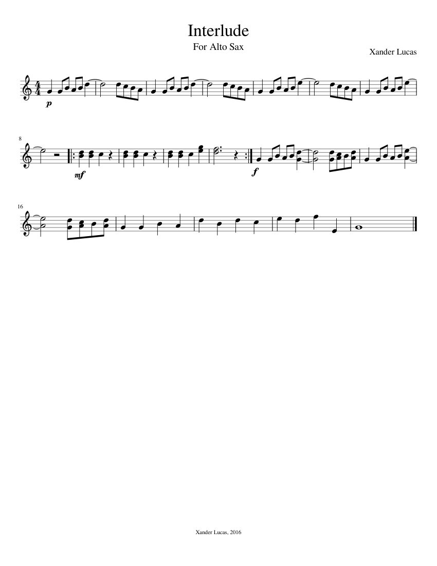 Interlude (Alto Sax) Sheet music for Saxophone alto (Solo) | Musescore.com