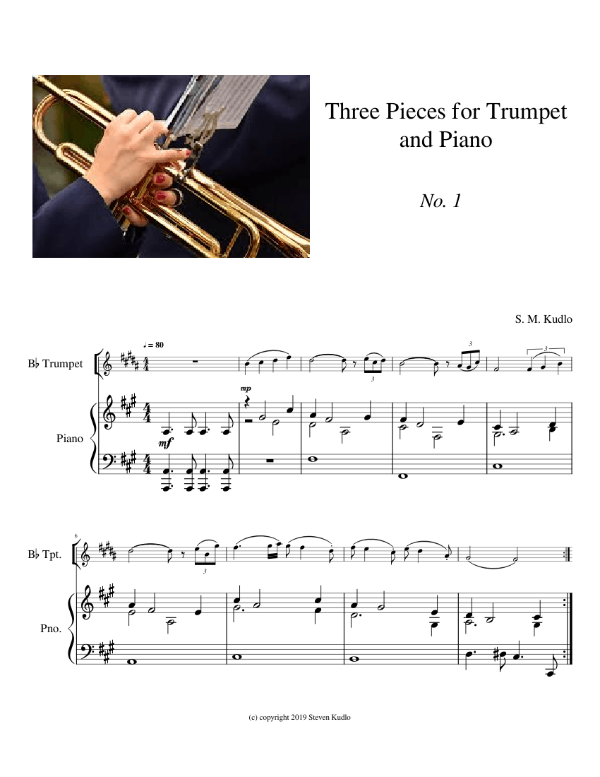 Three Pieces for Trumpet and Piano; No. 1 Sheet music for Piano ...