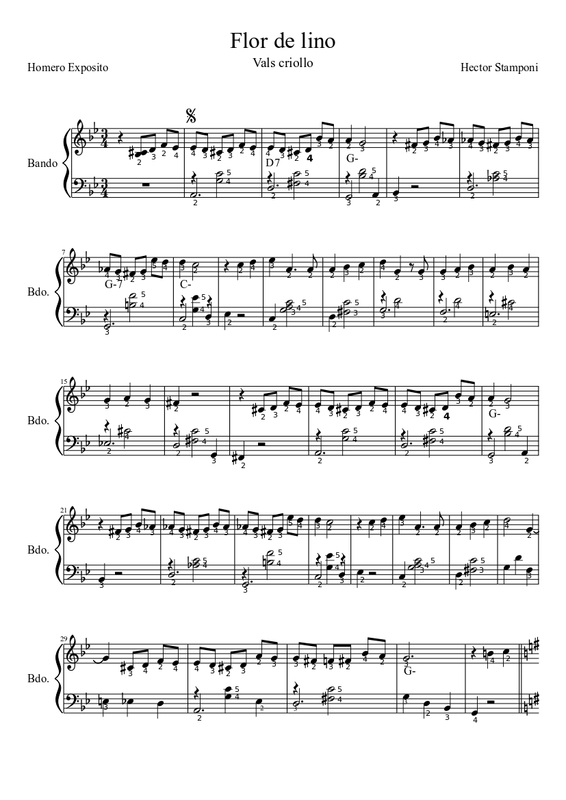 Flor de lino Sheet music for Piano (Solo) Easy
