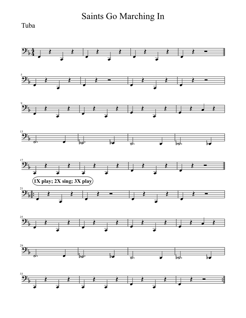 Saints Go Marching In Tuba Sheet music for Brass (other) (Solo)