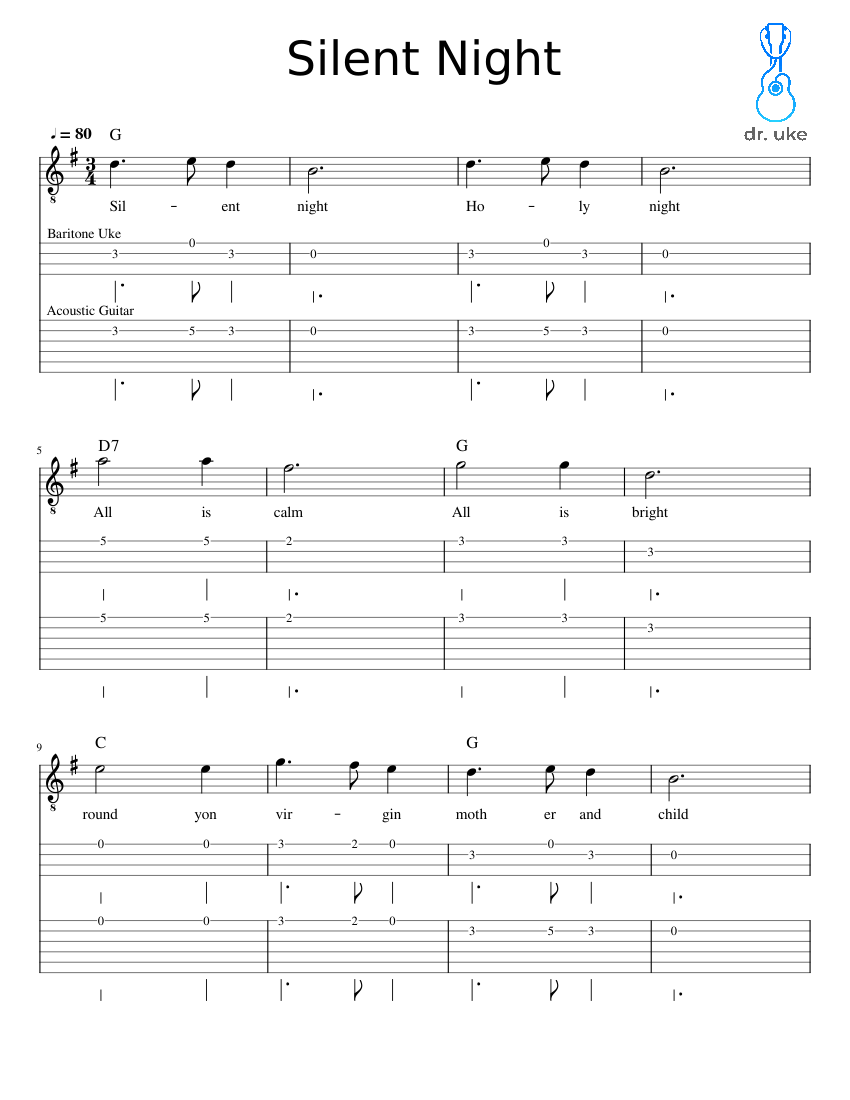 Silent_Night Sheet music for Guitar, Guitar (Mixed Duet) | Download and ...