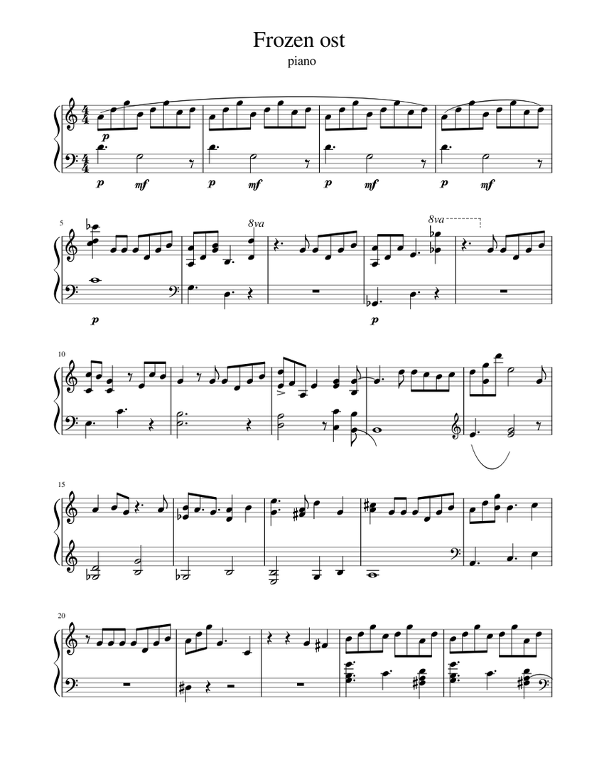 Frozen ost piano Sheet music for Piano (Solo) | Musescore.com