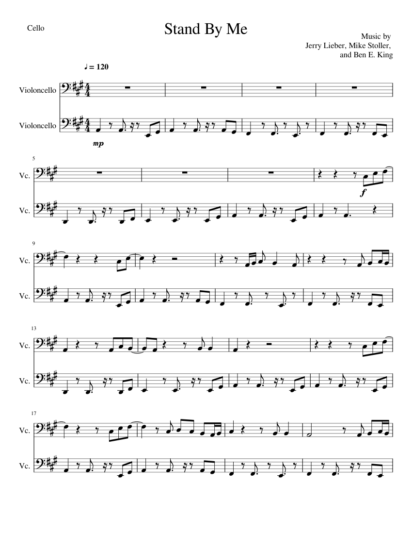 Stand By Me Cello Duet Sheet Music For Cello String Duet Musescore Com