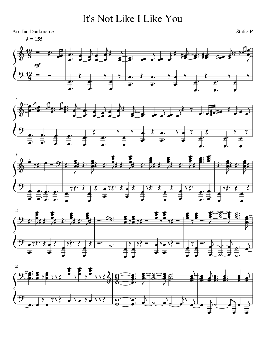 It S Not Like I Like You Piano Part Sheet Music For Piano Solo Musescore Com