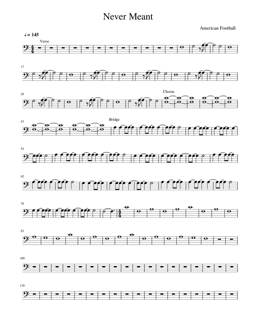 Nevermeant - American Football Sheet music for Bass guitar (Solo