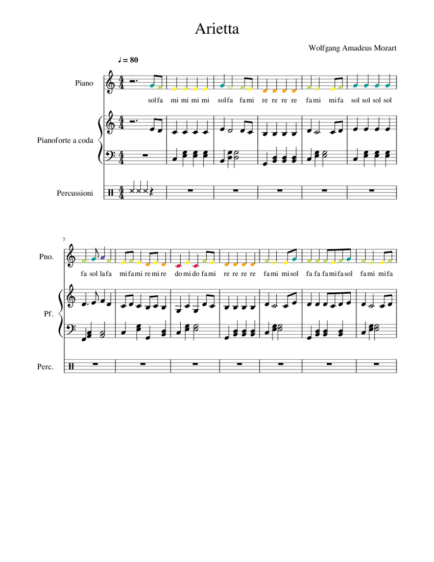 Arietta di Mozart Sheet music for Piano, Drum group (Solo) | Musescore.com