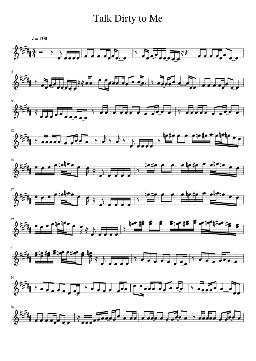 Talk Dirty to Me 1 Sheet music for Saxophone alto (Solo) | Musescore.com