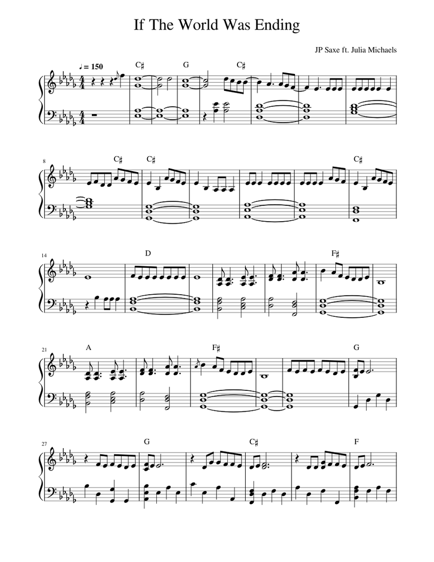 If The World Was Ending Sheet music for Piano (Solo) | Musescore.com
