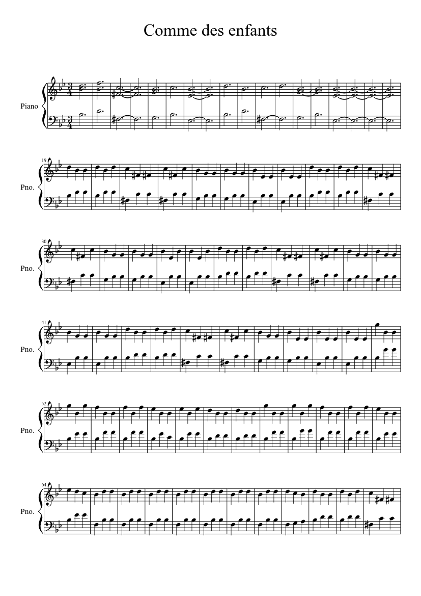 Comme des enfants - Coeur de pirates Sheet music for Piano (Solo) |  Musescore.com