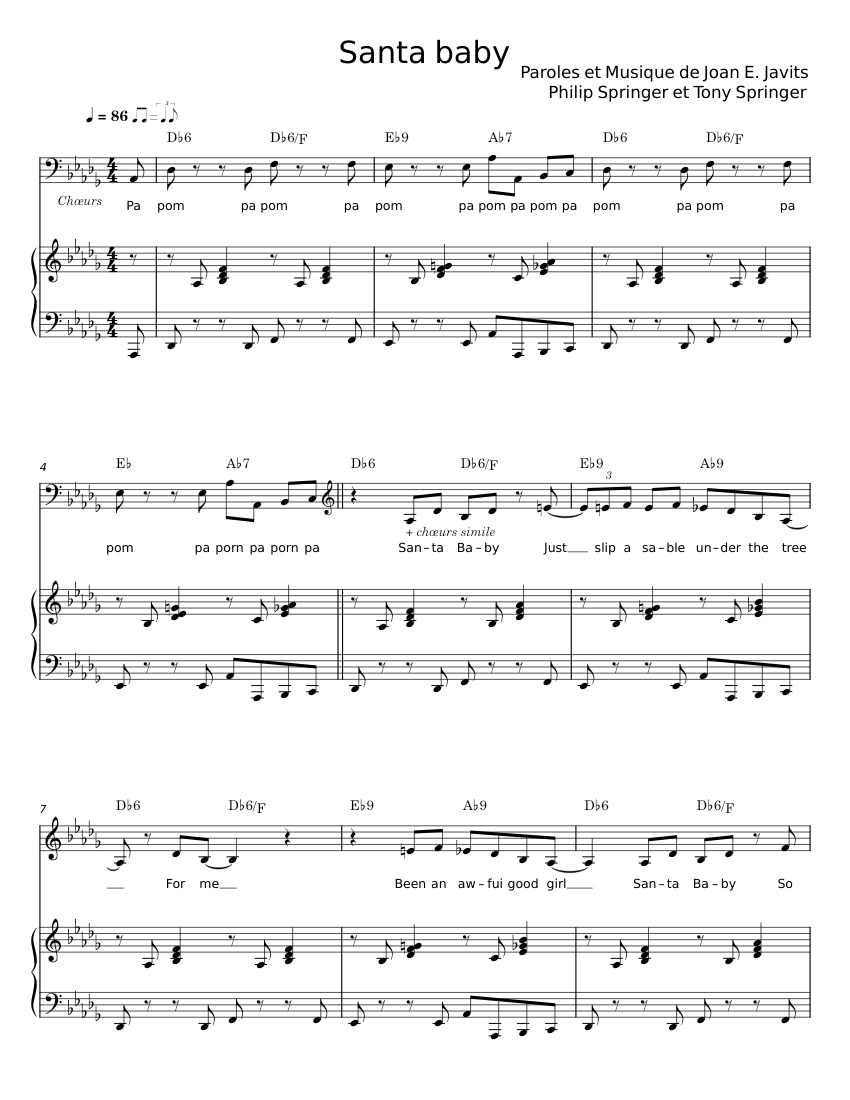 Santa Baby - Joan Javits and Philip Springer Sheet Music with Chords ...
