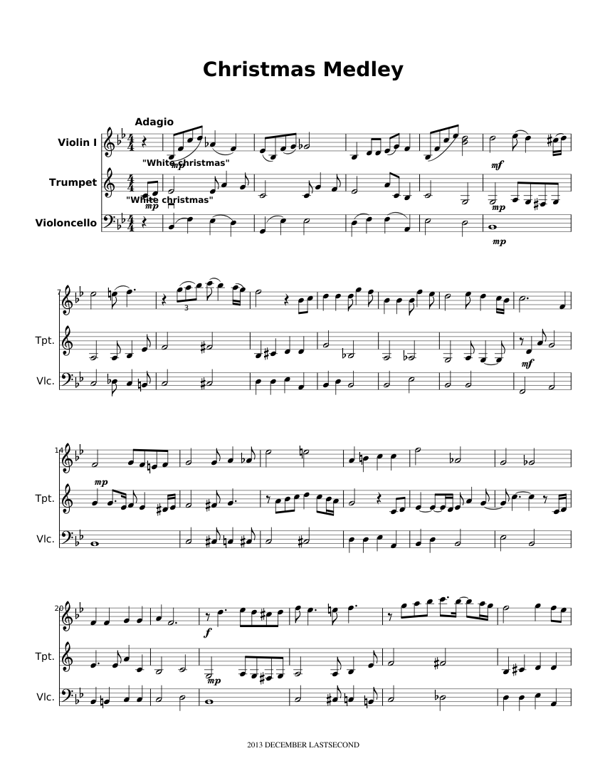 Christmas medley Sheet music for Cello, Trumpet other (Mixed Duet)