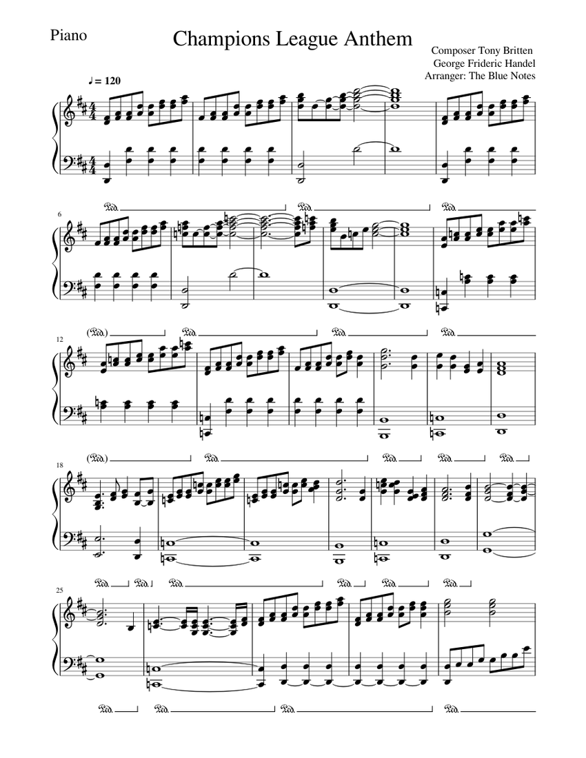 UEFA Champions League Anthem | Piano Tutorial Sheet music for Piano (Solo)  | Musescore.com