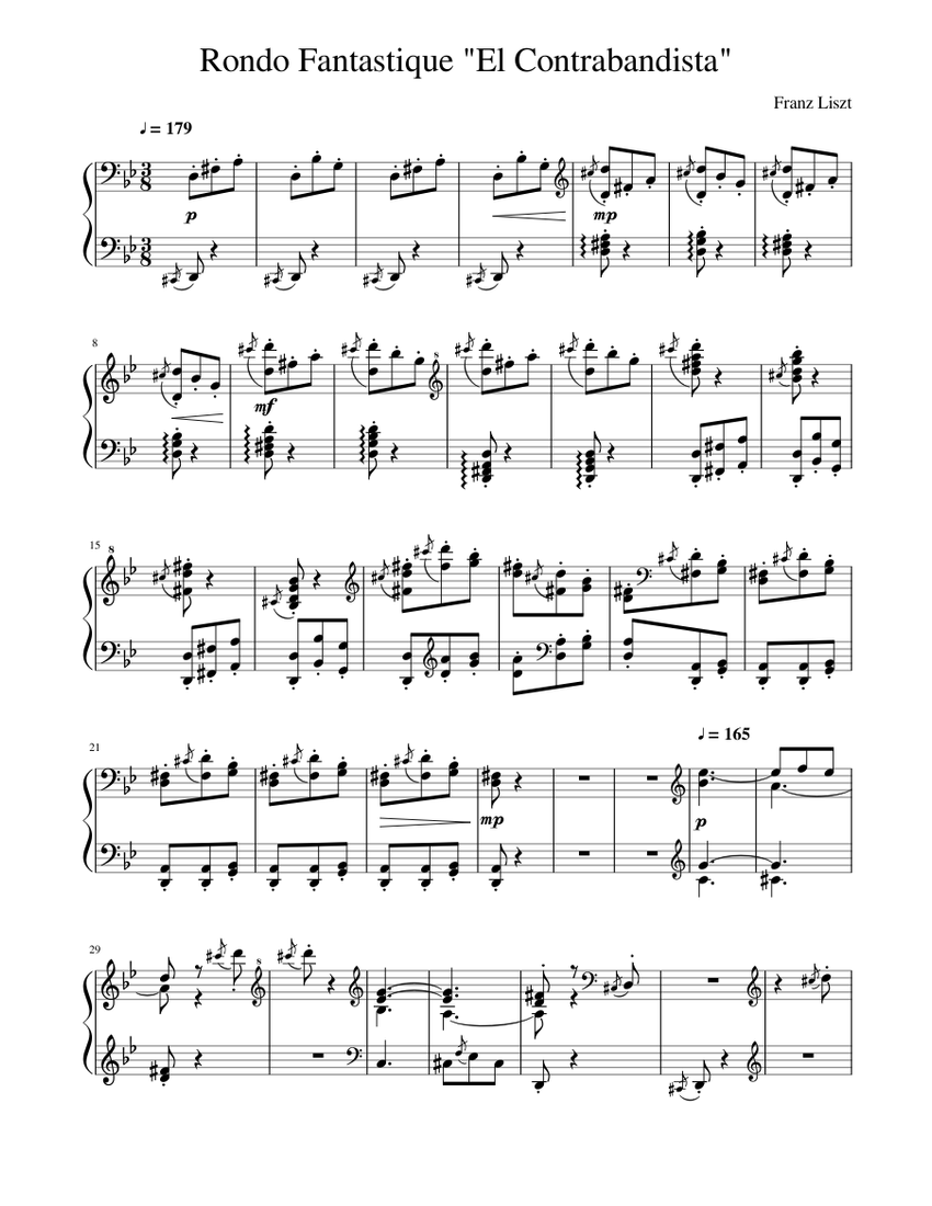 Rondo Fantastique El Contrabandista Sheet Music For Piano Solo Musescore Com