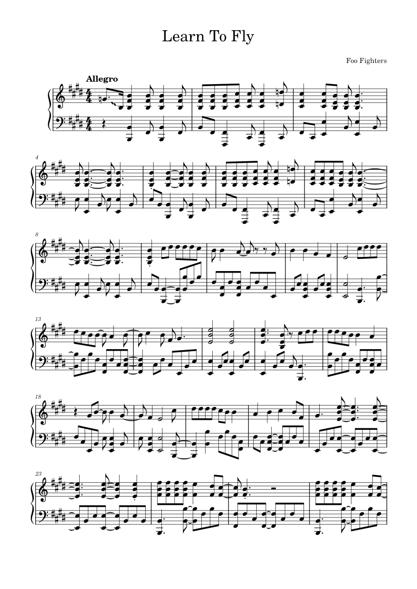 Learn to fly Foo Fighters Sheet music for Piano (Solo)