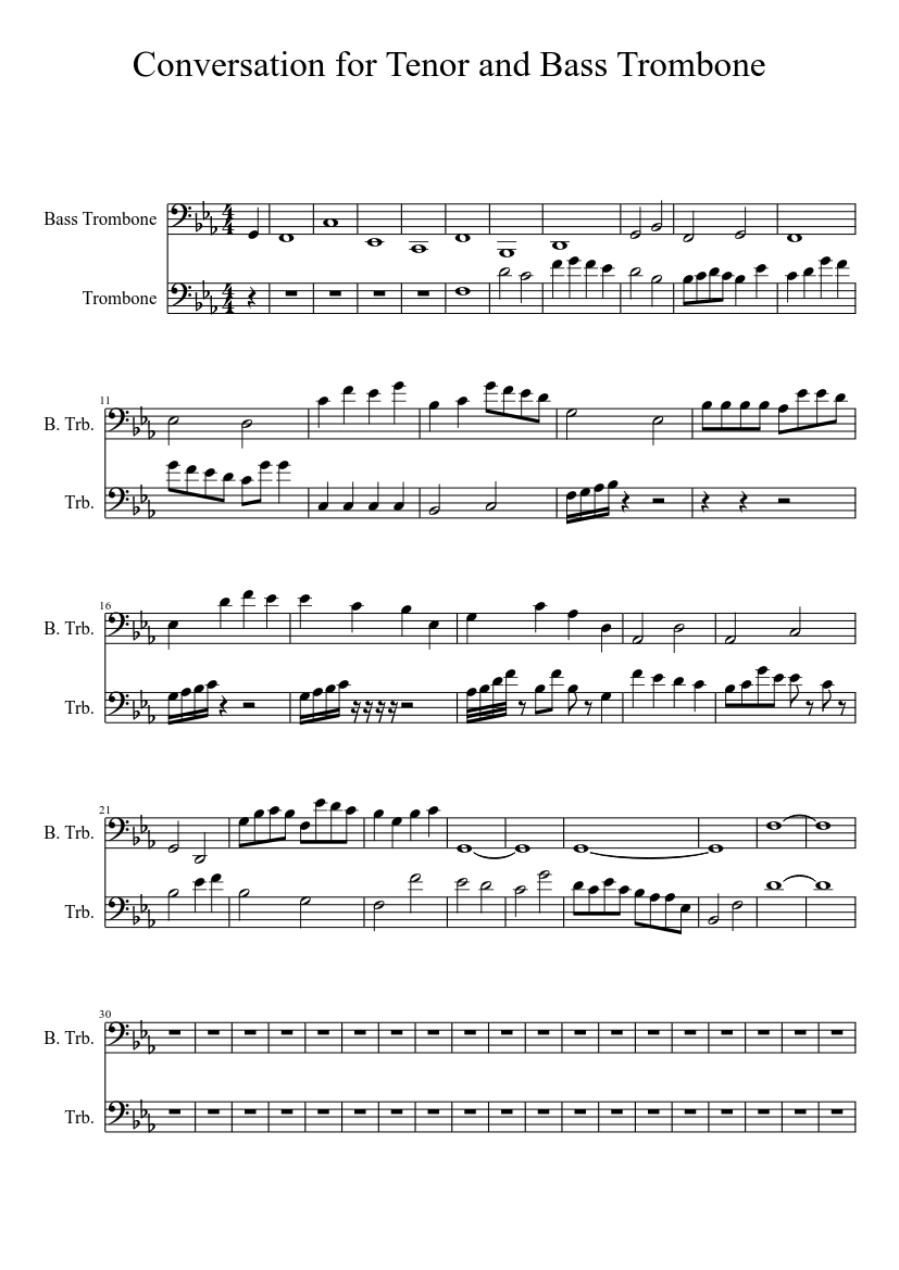 A Short Tenor and Bass Trombone Conversation Sheet music for Trombone  (Solo) | Musescore.com