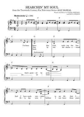 Searchin My Soul By Tv Theme Song Vonda Shepard Free Sheet Music Download Pdf Or Print On Musescore Com