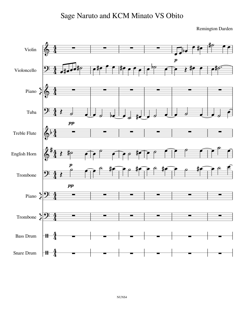 Sage Naruto and KCM Minato Vs Obito Sheet music for Piano, Trombone, Tuba,  Flute & more instruments (Mixed Ensemble) | Musescore.com