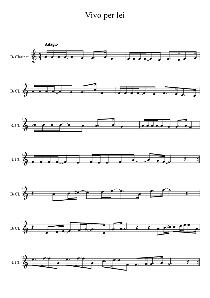 Vivo per lei Sheet music for Clarinet other (Solo) | Musescore.com