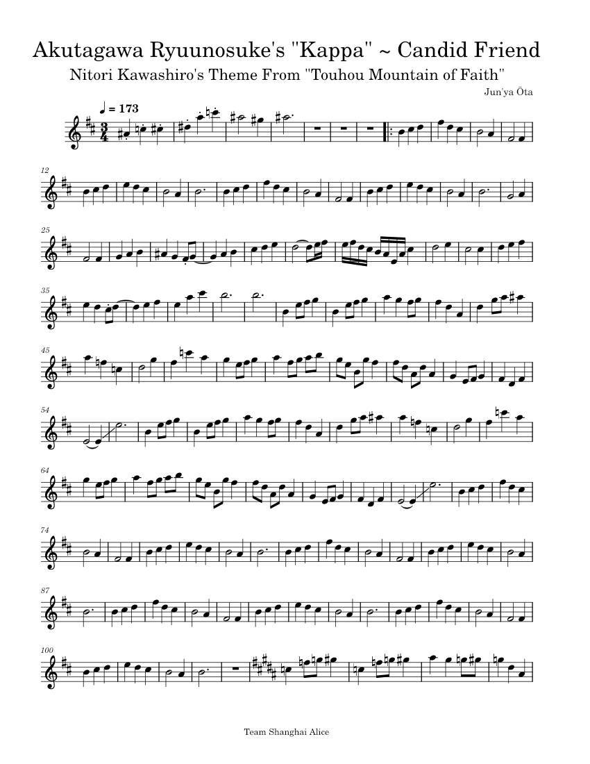 Akutagawa Ryuunosuke's "Kappa" ~ Candid Friend – ZUN - piano tutorial