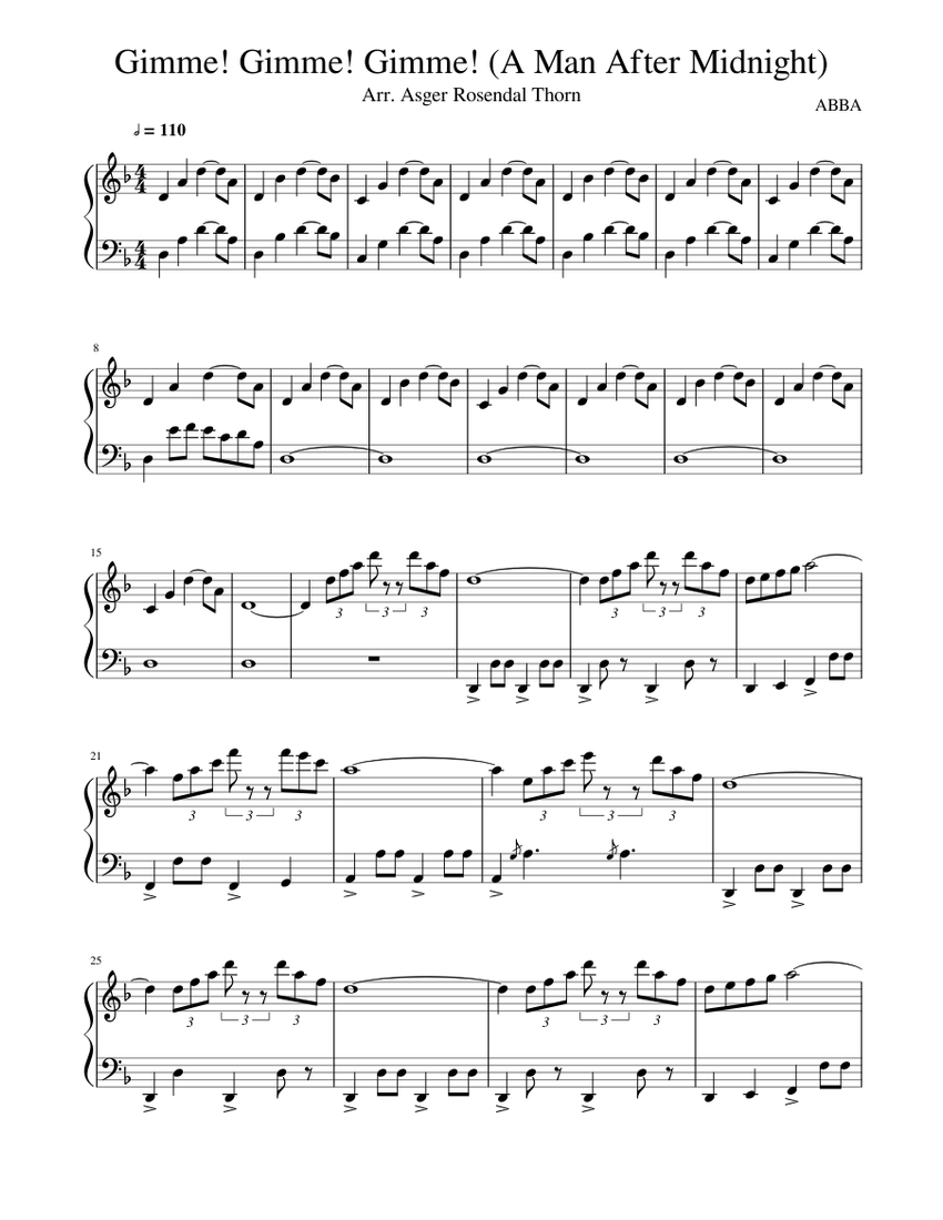 Gimme Gimme Gimme A Man After Midnight Sheet Music For Piano Solo Musescore Com