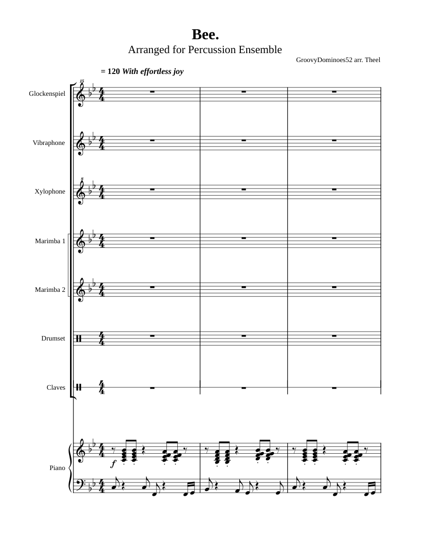 Bee. – GroovyDominoes52 Bee. for Percussion Ensemble (groovydominoes52 ...