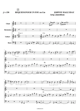 Free Requiem Pour Un Fou by Johnny Hallyday sheet music | Download PDF or  print on Musescore.com