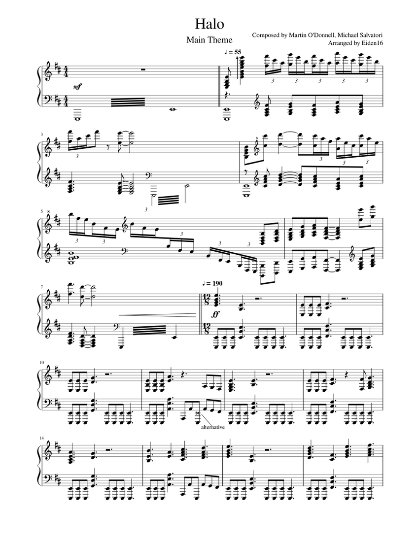 Halo - Main Theme Piano Sheet music for Piano (Solo) | Musescore.com