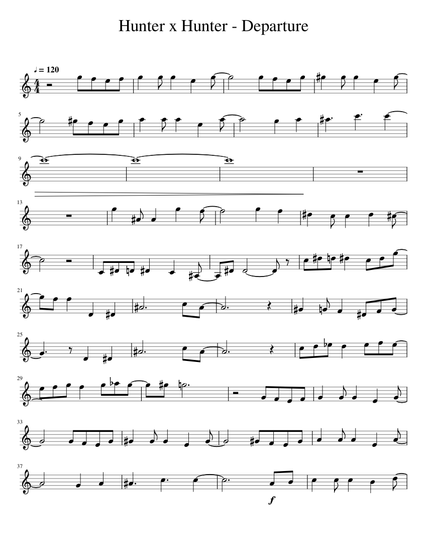 Gon's_Theme - Hunter's March (Hunter x Hunter) Sheet music for Tuba, Flute,  Trumpet in b-flat, French horn & more instruments (Mixed Ensemble)