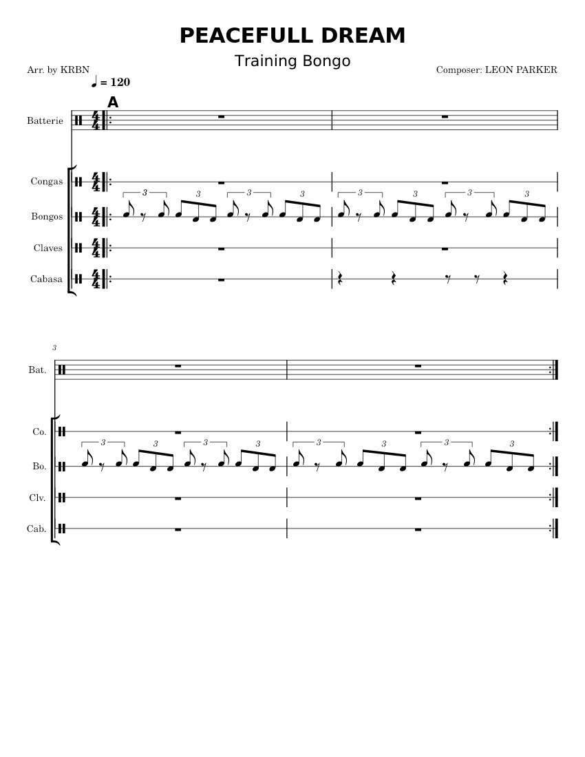 PEACEFULL DREAM TRAINing BONGOS #1 Sheet music for Drum group, Bongo ...