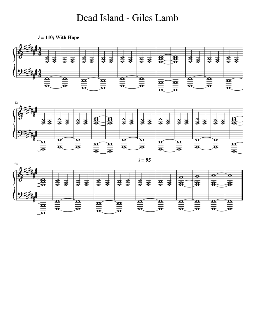 Dead Island - Giles Lamb Sheet music for Piano (Solo) | Musescore.com